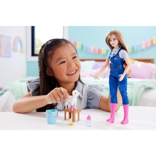 Mattel Barbie 65Th Anniversary Doll & 10 Accessories, Farm Veterinarian Set With Blonde Vet Doll HRG42 194735175956