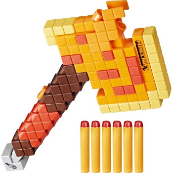 Hasbro Nerf Minecraft Firebrand, Dart Blasting Axe, 6 Elite Foam Darts, Design Inspired By Axe In The Game F8953 5010996212306