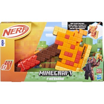 Hasbro Nerf Minecraft Firebrand, Dart Blasting Axe, 6 Elite Foam Darts, Design Inspired By Axe In The Game F8953 5010996212306