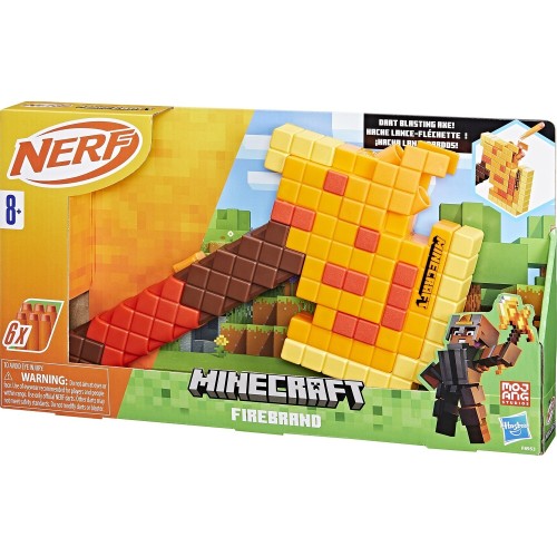 Hasbro Nerf Minecraft Firebrand, Dart Blasting Axe, 6 Elite Foam Darts, Design Inspired By Axe In The Game F8953 5010996212306