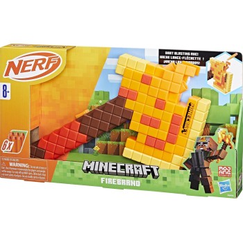 Hasbro Nerf Minecraft Firebrand, Dart Blasting Axe, 6 Elite Foam Darts, Design Inspired By Axe In The Game F8953 5010996212306