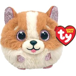 ty Beanie Balls Tanner Fluffy Doggy White and Brown 1607-42538 008421425389