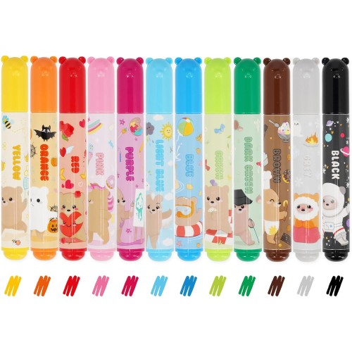 Legami Set Of 12 Markers - Teddy Friends, 12 Assorted Colours, Washable And Non-Toxic TDM0001 8052694002152
