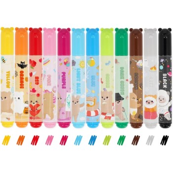 Legami Set Of 12 Markers - Teddy Friends, 12 Assorted Colours, Washable And Non-Toxic TDM0001 8052694002152