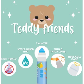 Legami Σετ 12 Μαρκαδόρων - Teddy Friends, 12 Ποικιλία Χρωμάτων, Πλενόμενο Και Μη Τοξικό TDM0001 8052694002152