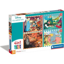 Clementoni Παζλ Disney Classics Supercolor 4 In 1 Classics-12+16+20+24 Κομμάτια 1200-21523 8005125215232