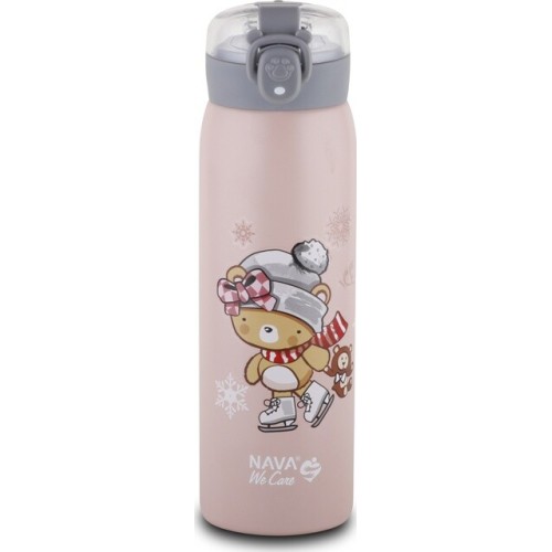 nava Stainless Steel Hot Bottle We Care Pink 500ml 10-110-010 5205746003451