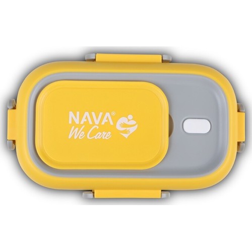 nava We Care Rectangular Stainless Steel Food Container, Yellow 800ml 10-262-008 5205746003901