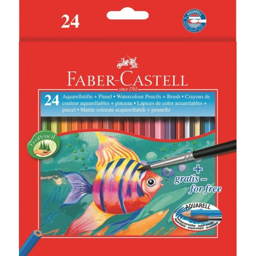 Faber-Castell Ξυλομπογίες Ακουαρέλας Σετ Των 24 Και Πινέλο 114425 4005401144250