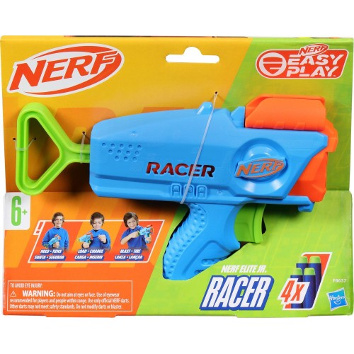 Hasbro Nerf Elite Junior Racer Easy-Play Dart Blaster, 4 Elite Darts F8637 5010996209474