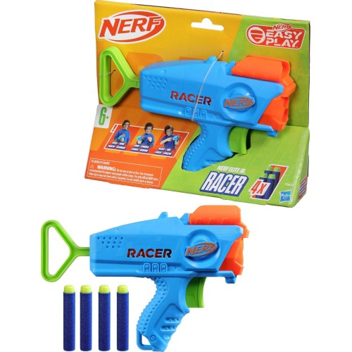 Hasbro Nerf Elite Junior Racer Easy-Play Dart Blaster, 4 Elite Darts, Blaster Outdoor Toys F8637 5010996209474