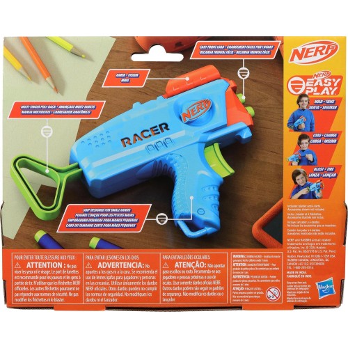 Hasbro Nerf Elite Junior Racer Easy-Play Dart Blaster, 4 Elite Darts, Blaster Outdoor Toys F8637 5010996209474