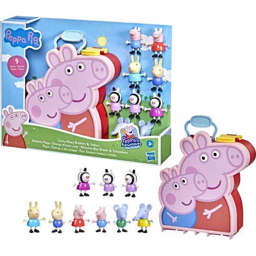 Hasbro Peppa Pig Peppas Adventures Carry-Along Brothers And Sisters 9 Figures In Carry Case F2173 5010993846665