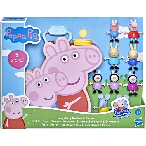 Hasbro Peppa Pig Peppas Adventures Carry-Along Brothers And Sisters 9 Figures In Carry Case F2173 5010993846665