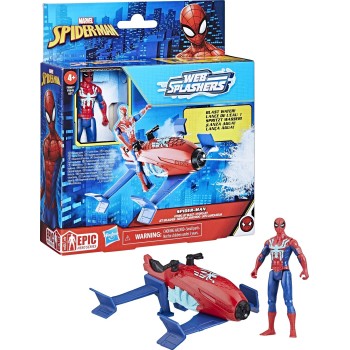 Hasbro Spiderman Marvel Spider-Man Epic Hero Series Web Splashers Spider-Man Hydro Jet Blast, 4-Inch Action Figure And Vehicle P
