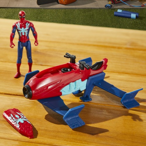 Hasbro Spiderman Marvel Spider-Man Epic Hero Series Web Splashers Spider-Man Hydro Jet Blast, 4-Inch Action Figure And Vehicle P
