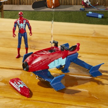 Hasbro Spiderman Marvel Spider-Man Epic Hero Series Web Splashers Spider-Man Hydro Jet Blast, 4-Inch Action Figure And Vehicle P