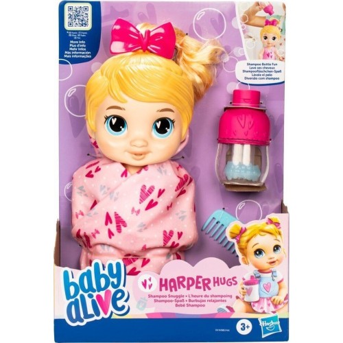 Hasbro Baby Alive Shampoo Snuggle Harper Hugs Blonde Hair Water Baby Doll F9119 5010996211095