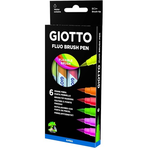 Giotto Μαρκαδόροι Turbo Soft Brush Fluo Box 6Pcs 000427200 8000825013973