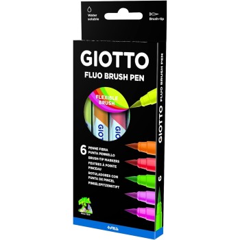 Giotto Μαρκαδόροι Turbo Soft Brush Fluo Box 6Pcs 000427200 8000825013973