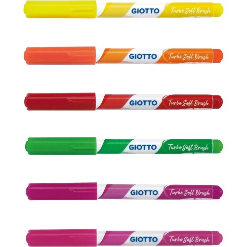Giotto Μαρκαδόροι Turbo Soft Brush Fluo Box 6Pcs 000427200 8000825013973