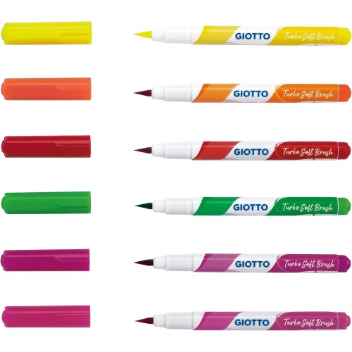 Giotto Μαρκαδόροι Turbo Soft Brush Fluo Box 6Pcs 000427200 8000825013973