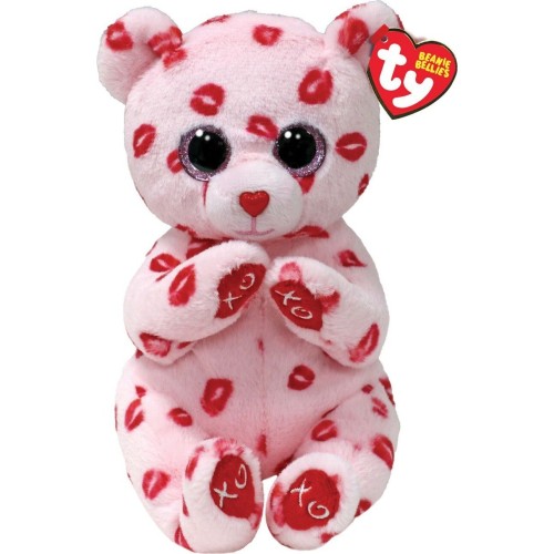 ty Beannie Bellies Valerie Fluffy Teddy Bear Pink 15cm 1607-41293 008421412938