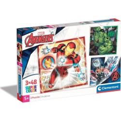Clementoni παιδικό παζλ super color marvel avengers 3x48 τμχ 1200-25315 8005125253159