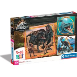Clementoni παιδικό παζλ super color jurassic world 3x48 τμχ 1200-25314 8005125253142