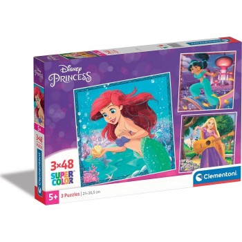 Clementoni Children's Puzzle Super Color Disney Princess 3x48 pcs 1200-25304 8005125253043