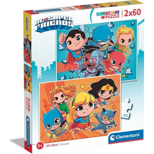 Clementoni DC Super Heroes παιδικό παζλ supercolor dc comics super friends 2x60 τμχ 1200-21624 8005125216246