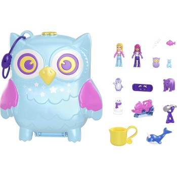 Mattel Polly Pocket Pajama Party Snowy Sleepover OWL Compact FRY35 / HKV37 194735109227