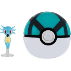 Jazwares Pokemon Pkw3145 Pokemon Clip 'N' Go Horsea Περιλαμβάνει Battle Figure 2 Ιντσών και Net Ball Zubehor, Πολύχρωμο JW095057