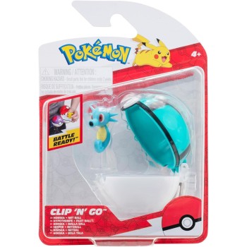 Jazwares Pokemon Pkw3145 Pokemon Clip 'N' Go Horsea Includes 2-inch Battle Figure and Net Ball Zubehor, Multi-color JW095057 191