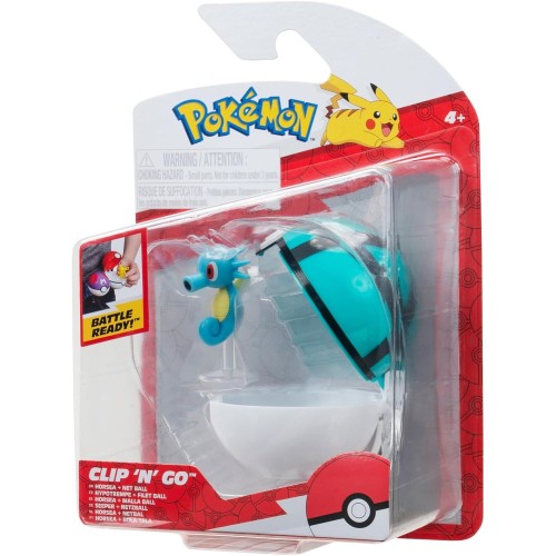Jazwares Pokemon Pkw3145 Pokemon Clip 'N' Go Horsea Includes 2-inch Battle Figure and Net Ball Zubehor, Multi-color JW095057 191