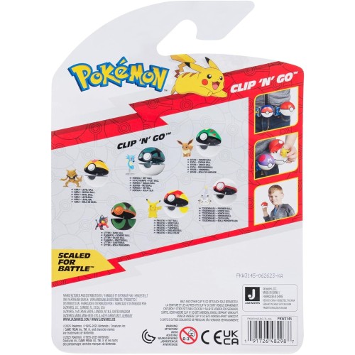 Jazwares Pokemon Pkw3145 Pokemon Clip 'N' Go Horsea Includes 2-inch Battle Figure and Net Ball Zubehor, Multi-color JW095057 191