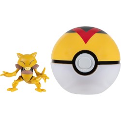 Jazwares Pokemon PKW3144 Clip 'N' Go Abra including 5.1 cm large fighter figure and levelball accessories, multi-colored JW09505