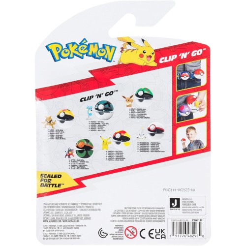 Jazwares Pokemon PKW3144 Clip 'N' Go Abra including 5.1 cm large fighter figure and levelball accessories, multi-colored JW09505