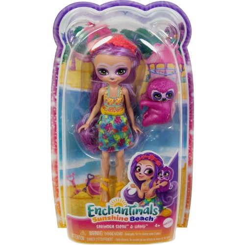 Mattel Enchantimals Sunshine Beach Sabindra Sloth and Tang Doll FNH22 / HRX82 194735188192