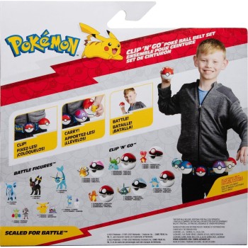 Jazwares Pokemon PKW - Ζώνη Clip N Go Poke Belt Ball Set Poke Ball, Level Ball And Pikachu 6 W14 JW095283 / PKW3162 191726483151
