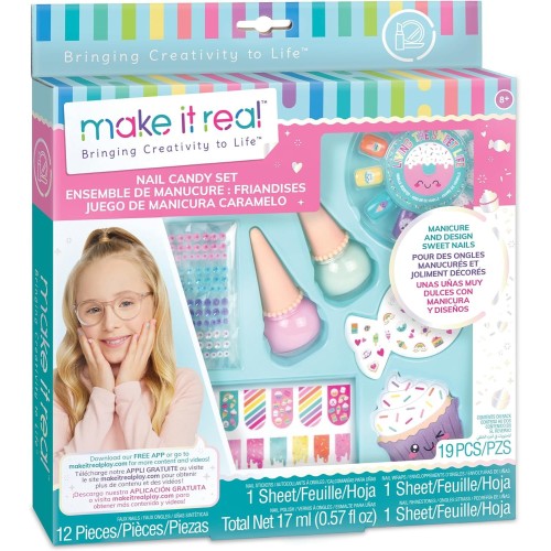 Make It Real Nail Candy Set - DIY Nail Art Kit, Vanilla Scented Nail Polish, Manicure & Design Sweet Nails, Tweens, Girls & Kids