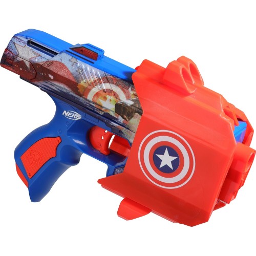 Hasbro Nerf Marvel Captain America Dart Blaster, 10 Elite Darts F9717 5010996238856
