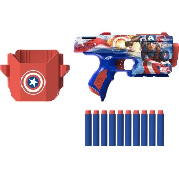 Hasbro Nerf Marvel Captain America Dart Blaster, 10 Elite Darts F9717 5010996238856