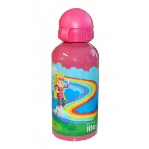 eco life ECOLIFE ΜΕΤΑΛΛΙΚΟ ΜΠΟΥΚΑΛΙ ΠΑΙΔΙΚΟ 500Ml - Super Girl 33-BO-2008 5208009001560