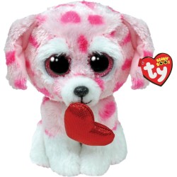 ty Beanie Boos Rory Fluffy dog pink With Hearts 15cm 1607-37340 008421373406