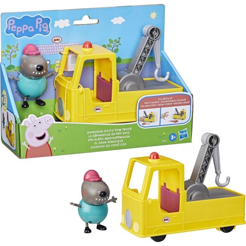Hasbro Peppa Pig Granddad Dogs Tow Truck Construction Vehicle and Figure Set, Preschool Toys for Boys and Girls 3 Years and Up F
