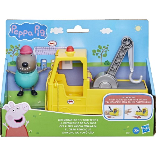 Hasbro Peppa Pig Granddad Dogs Tow Truck Construction Vehicle and Figure Set, Preschool Toys for Boys and Girls 3 Years and Up F