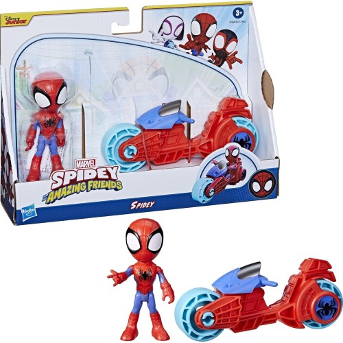 Hasbro Spiderman Marvel Spidey And His Amazing Friends, Spidey Action Figure With Toy Motorcycle F6777 / F7459 5010996225573