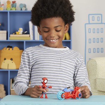 Hasbro Spiderman Marvel Spidey And His Amazing Friends, Spidey Action Figure With Toy Motorcycle F6777 / F7459 5010996225573