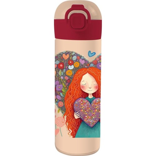 Diakakis imports Must Θερμός  500Ml Ανοξείδωτο Με Καλαμάκι Rd Heart Κορίτσι Καρδούλες 000585692 / 3 5205698688751